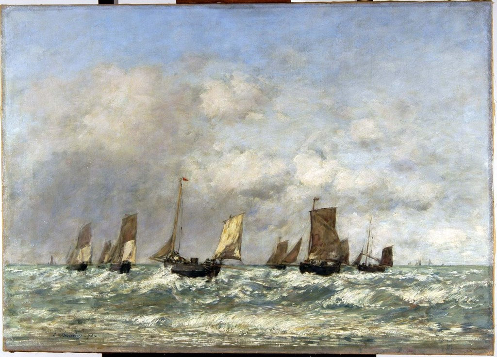 Reproduction du tableau « Berck : le départ des barques - Eugène Boudin » par Alpha Reproduction en peinture à l’huile