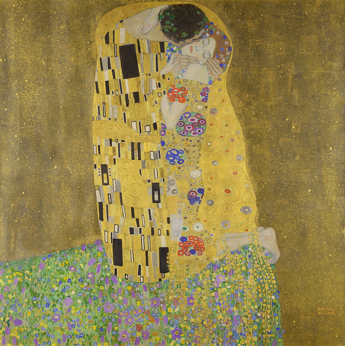Gustav Klimt, The Kiss, 1907-1908, image libre Wikimedia Commons