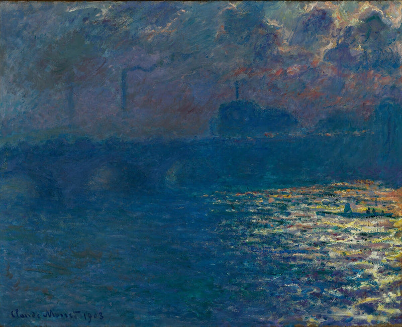El puente de Waterloo, el efecto de la luz del sol - Claude Monet