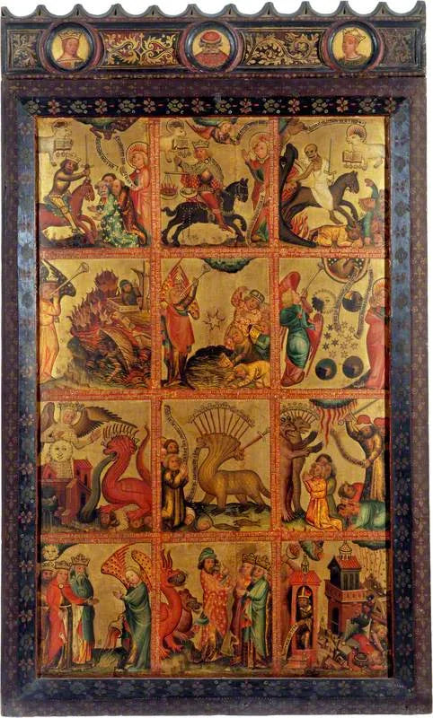 12 escenas del Apocalipsis (tríptico retablo, hoja derecha, interior) - Maestro Bertram