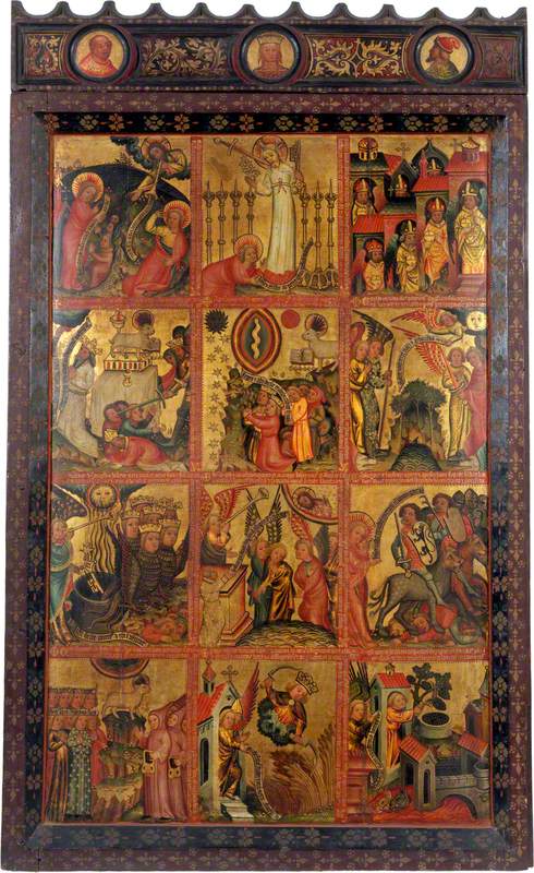 12 escenas del Apocalipsis (tríptico retablo, hoja izquierda, interior) - Maestro Bertram