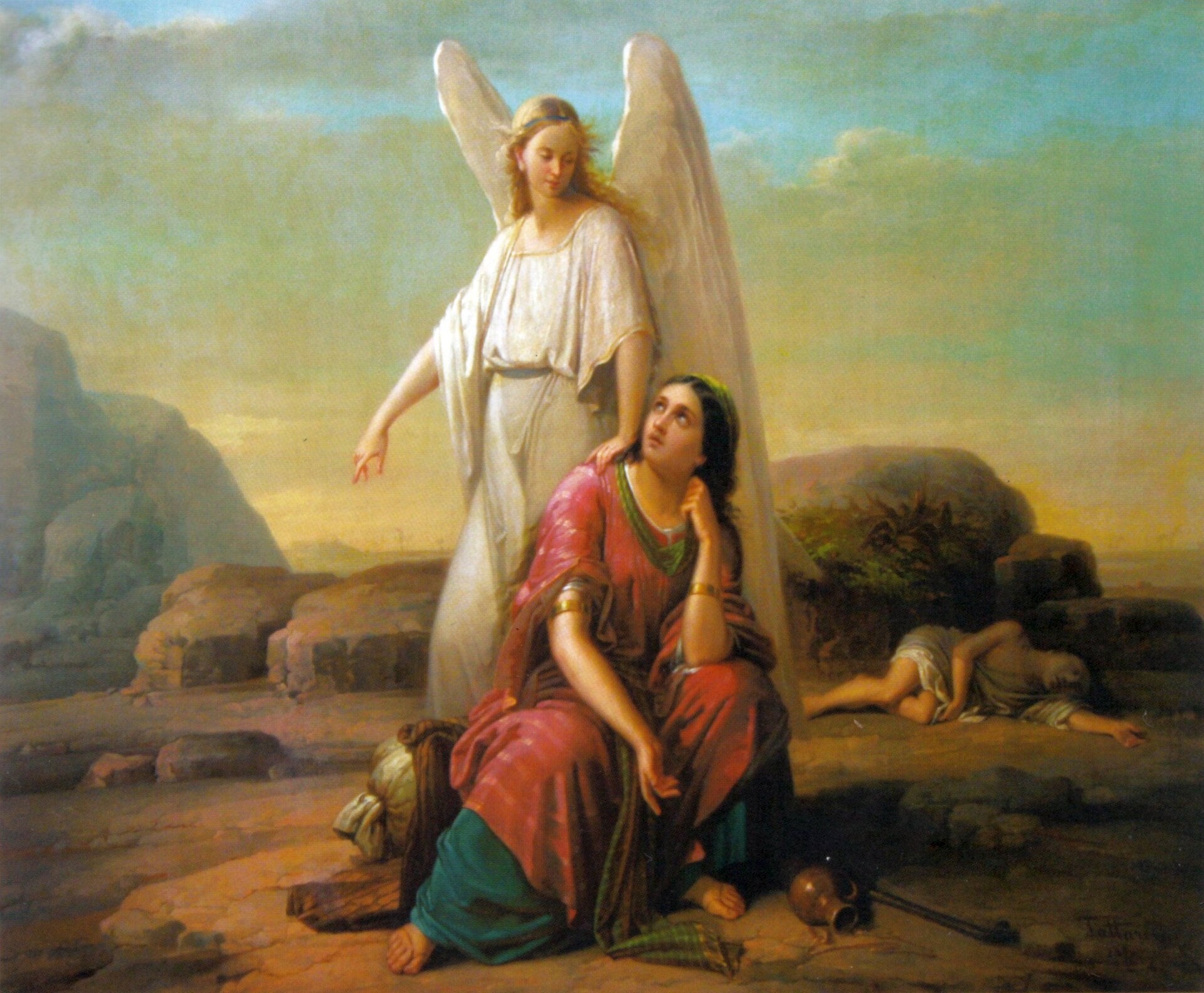 Agar dans le désert, Gheorghe Tattarescu, 1870, peinture à l’huile