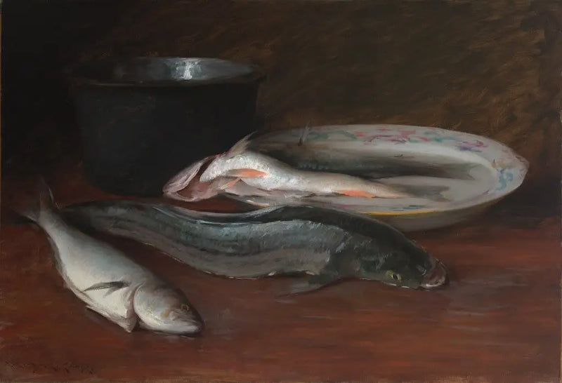 Naturaleza muerta con peces - William Merritt Chase