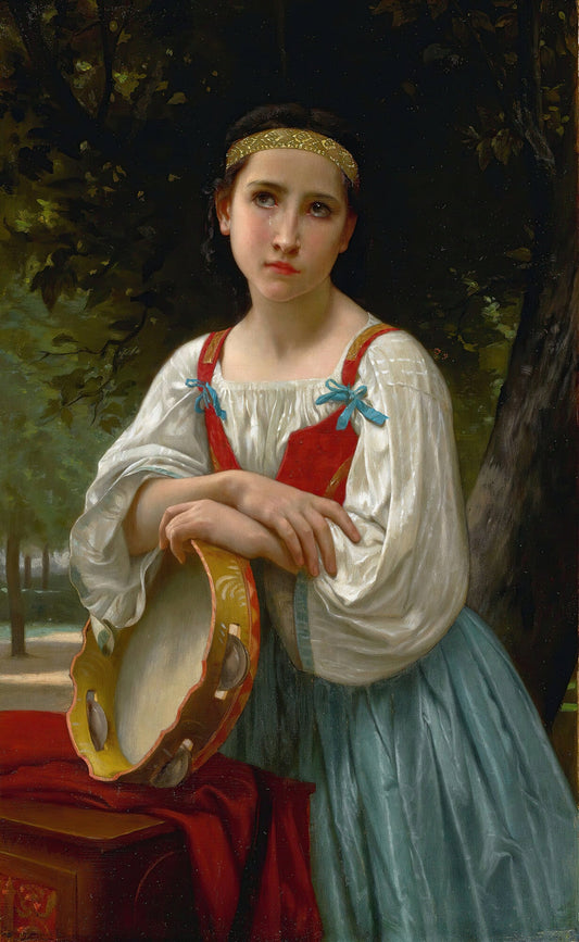 Bohémienne Au Tambour De Basque - William-Adolphe Bouguereau Reproductions de tableaux à la peinture à l’huile