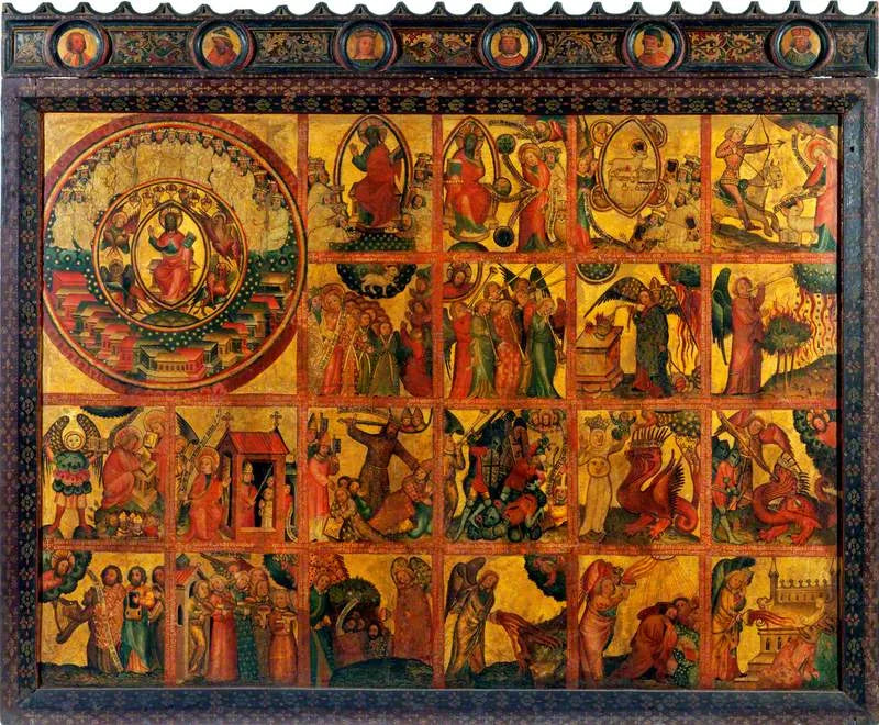 21 escenas del Apocalipsis (tríptico retablo, panel central) - Maestro Bertram