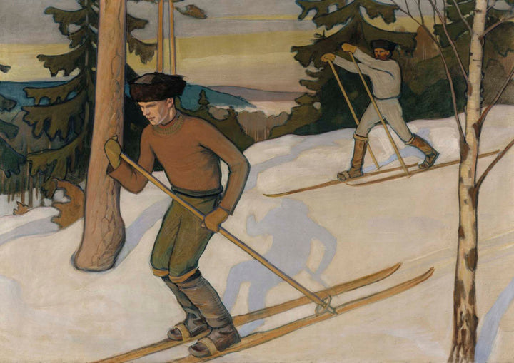 Chicos esquiando - Väinö Blomstedt