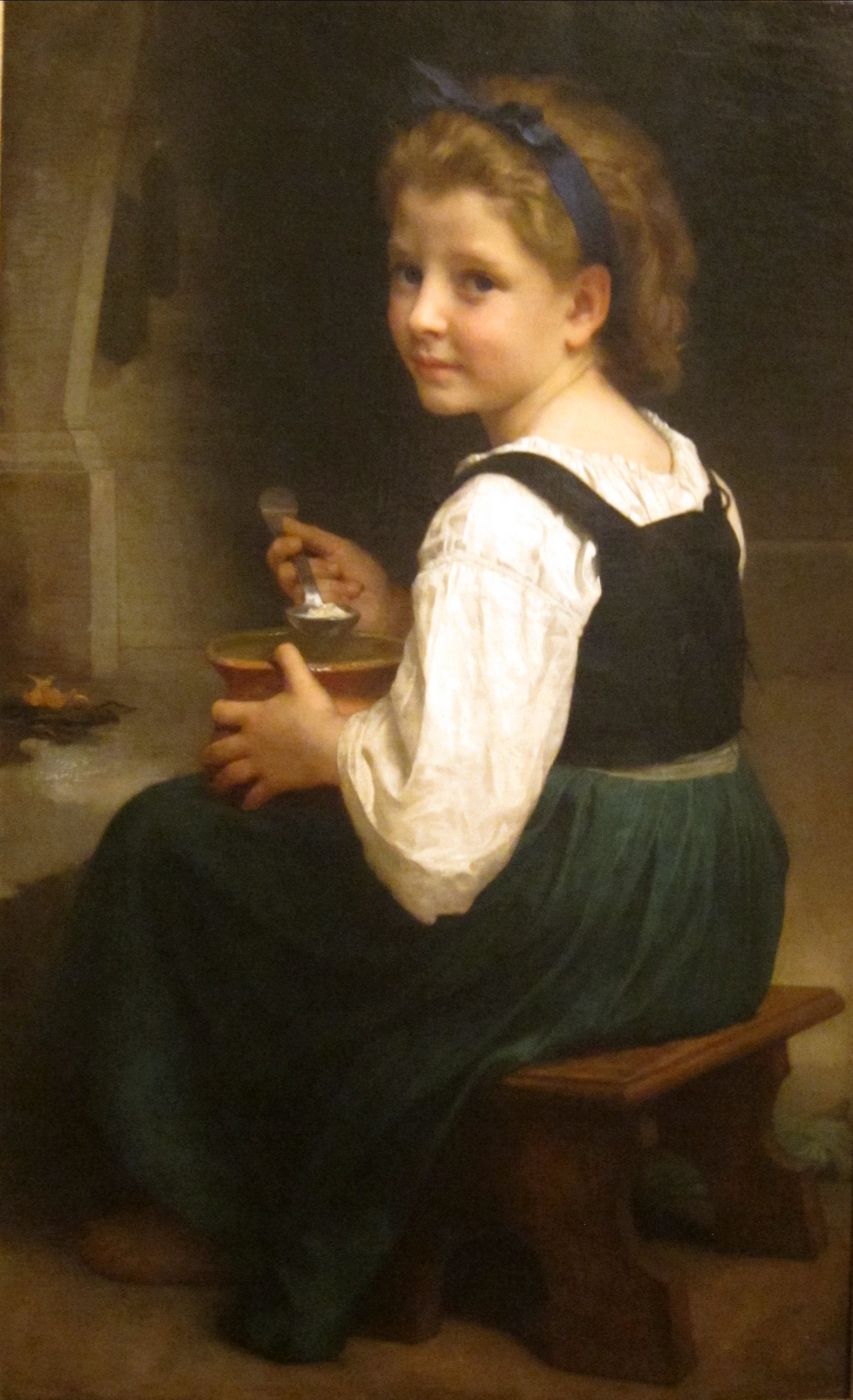 Reproduction du tableau « Enfant à la tasse de lait - Bouguereau » par Alpha Reproduction en peinture à l’huile