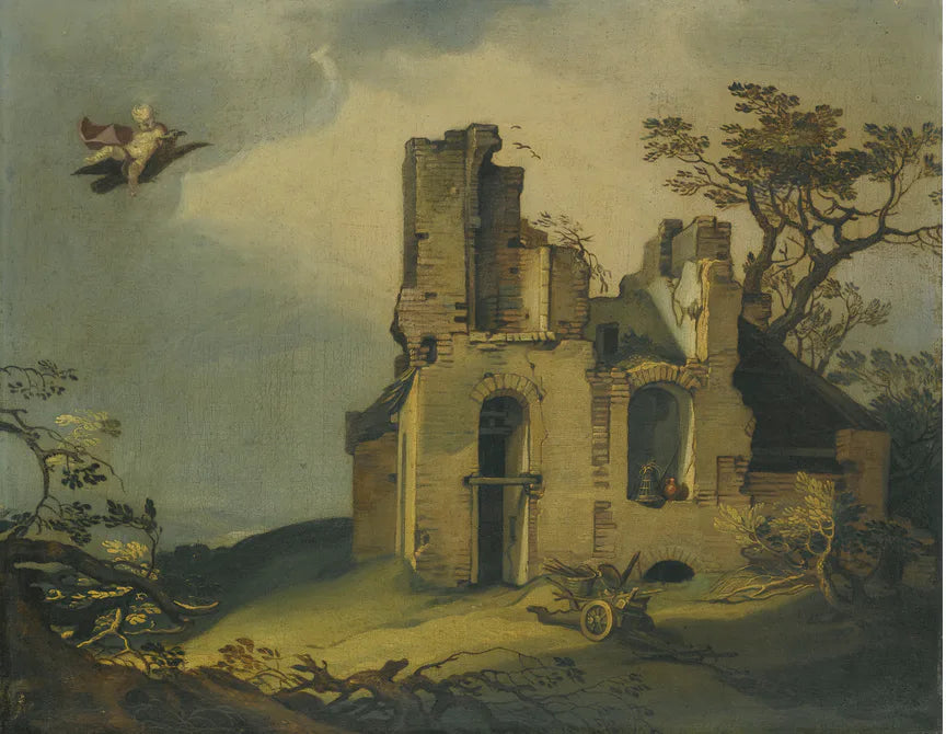 Un paysage de ruines, avec le viol de Ganymède - Abraham Bloemaert image 1 reproduction artisanale de tableau