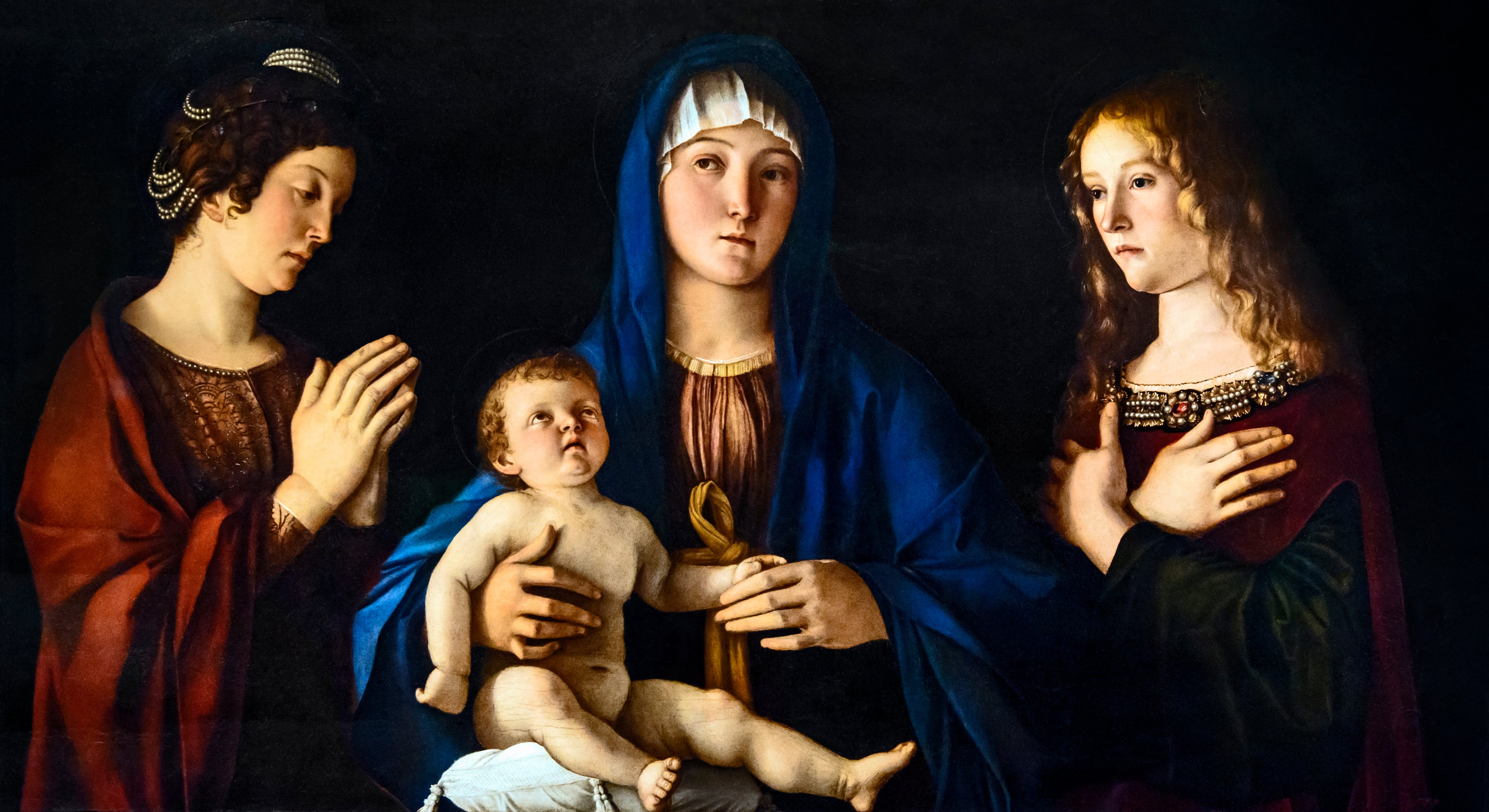Vierge à l’Enfant entre sainte Catherine et sainte Madeleine - Giovanni Bellini - Alpha Reproduction