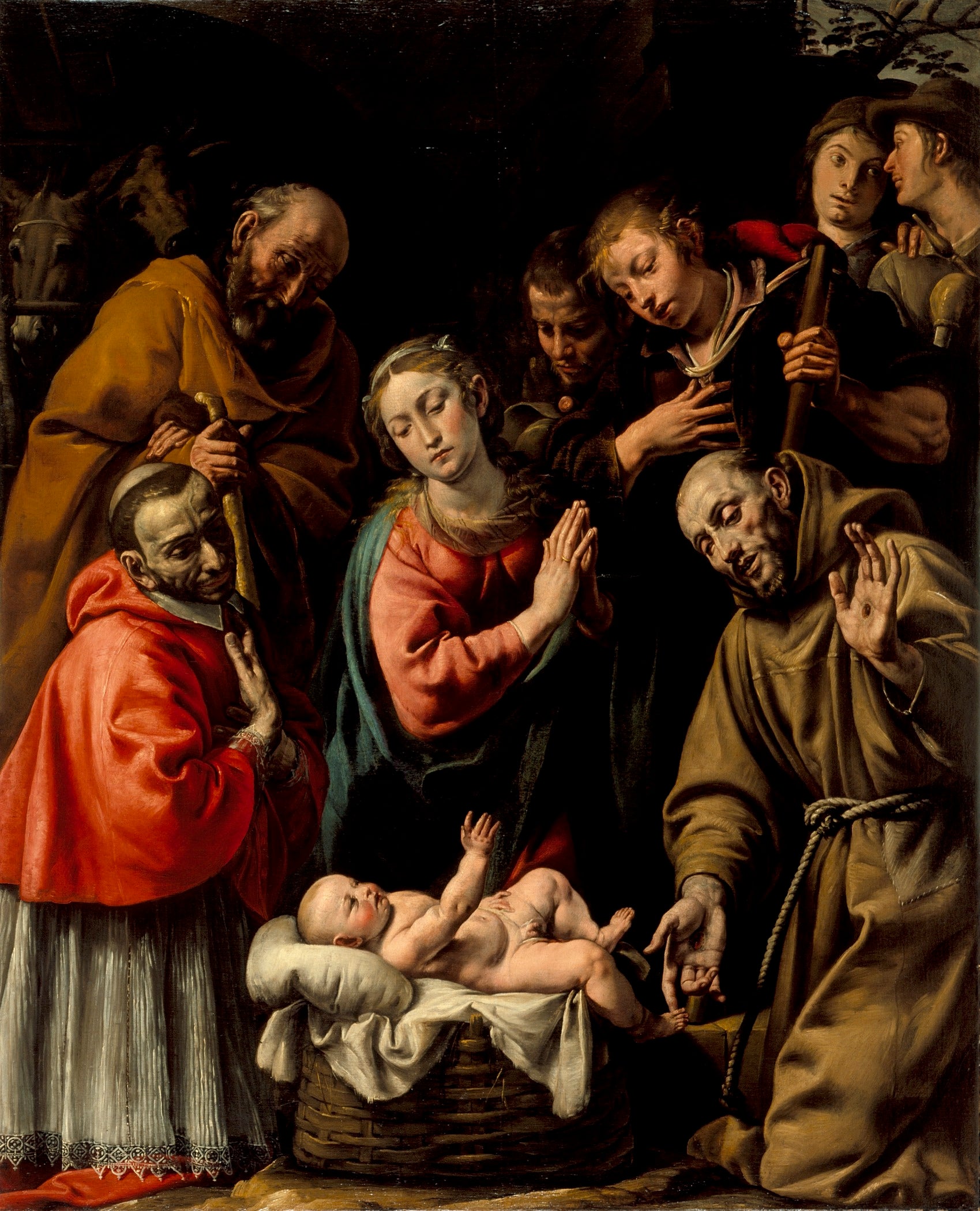 Adoration des bergers avec les saints François et Carlo Borromeo - Tanzio da Varallo image 1 reproduction de peinture à l’huile