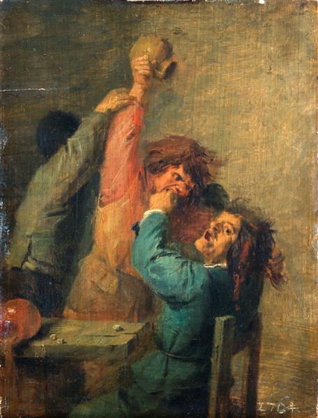 Bagarre entre paysans jouant aux dés - Adriaen Brouwer