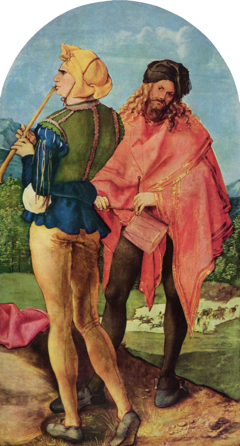 Altar de Jabach: gaitero y tamborilero - Albrecht Dürer