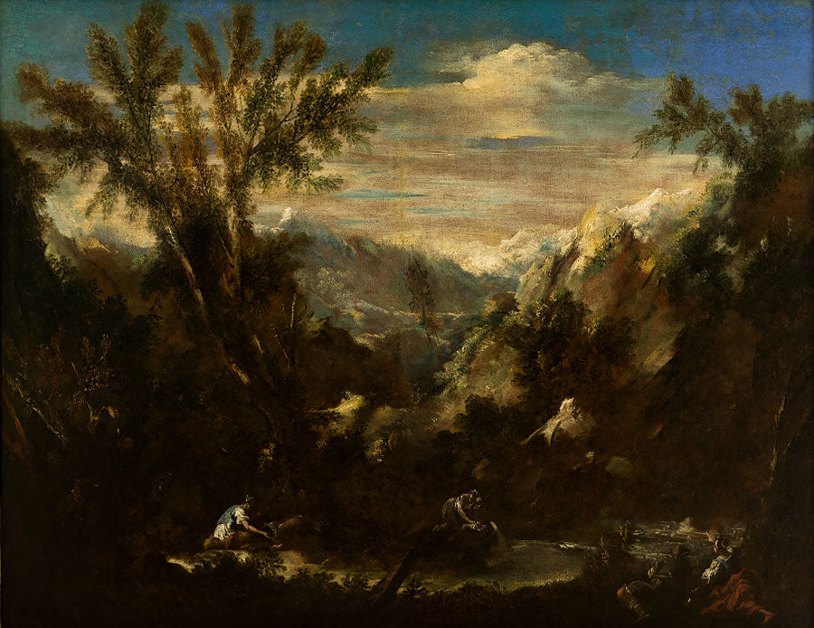 Paysage alpin avec des figures - Alessandro Magnasco image 1 copie de tableau peinte à la main