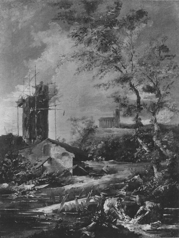 Landschaft mit unvollendetem Turm - Alessandro Magnasco image 1 reproduction d’œuvre d’art à l’huile