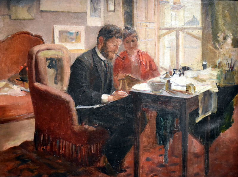 Autorretrato de Mucha en su apartamento en París - Alphonse Mucha