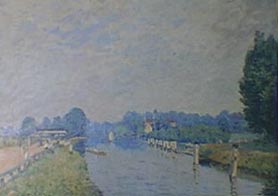 Reproduction du tableau « Bords de Rivière (La Tamise à Hampton Court, premiers jours d'octobre) - Alfred Sisley » par Alpha Reproduction en peinture à l’huile