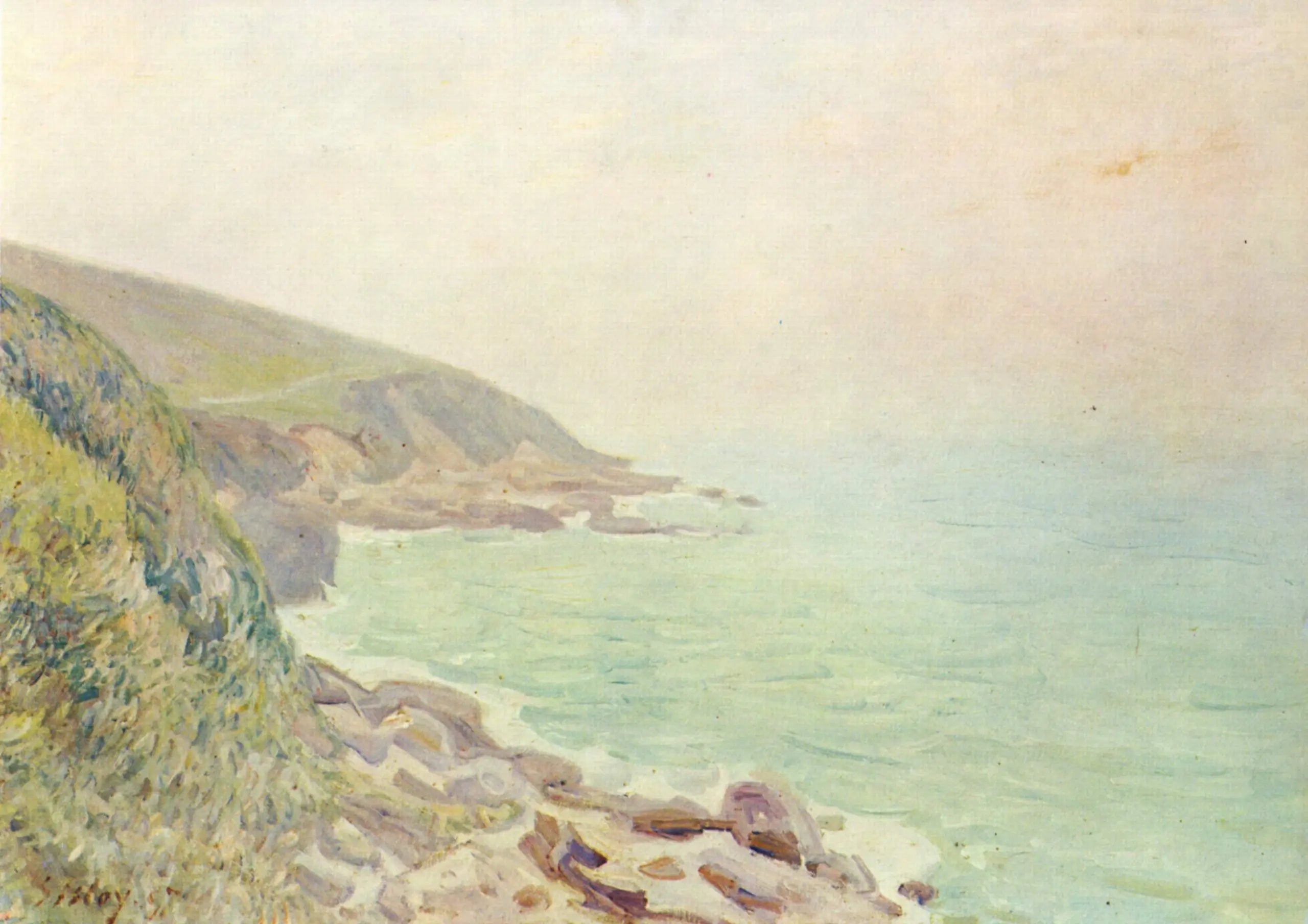 Reproduction du tableau « Côtes du Pays de Galles dans la brume - Alfred Sisley » par Alpha Reproduction en peinture à l’huile