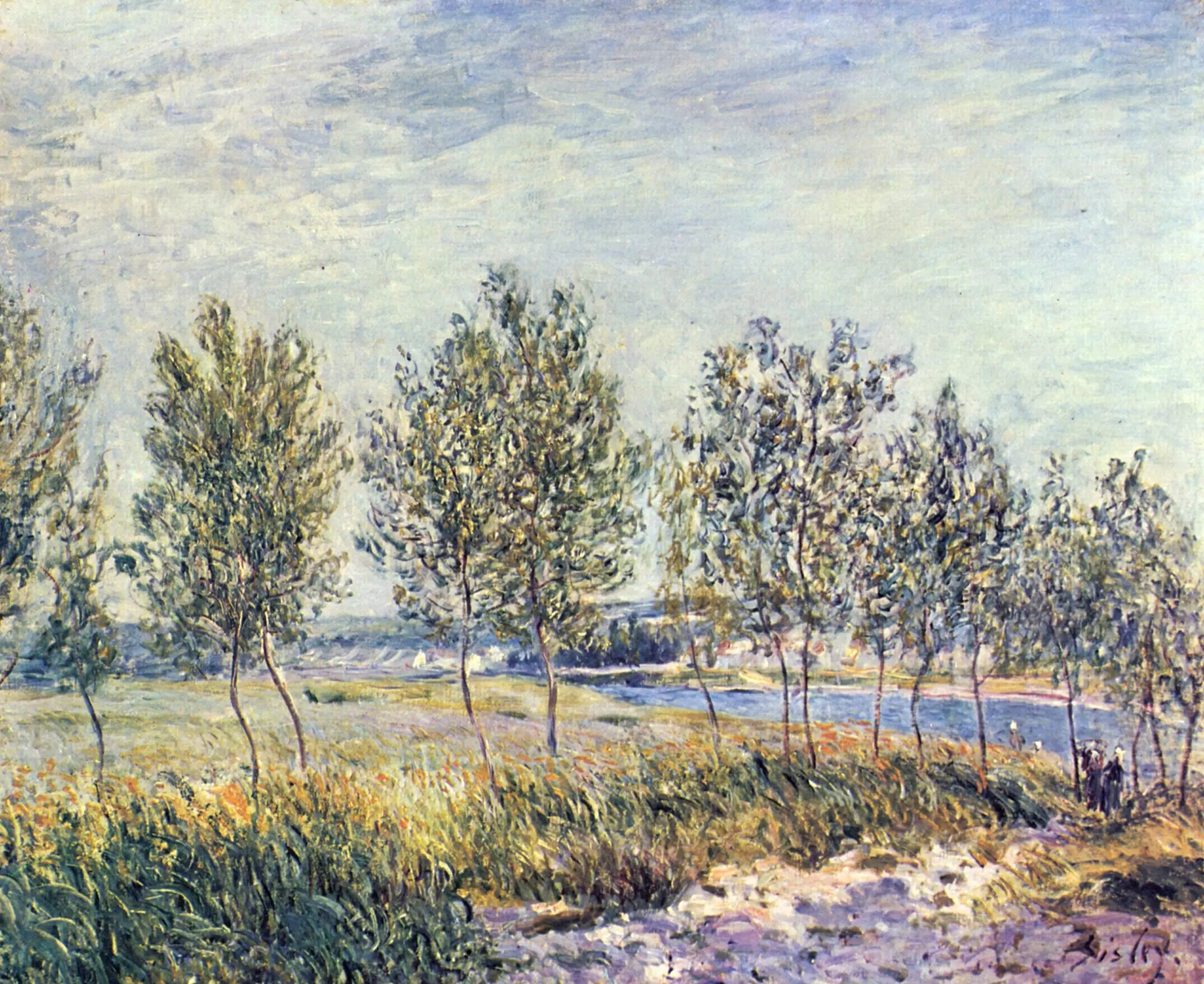 Reproduction du tableau « Peupliers au bord d'une rivière - Alfred Sisley » par Alpha Reproduction en peinture à l’huile