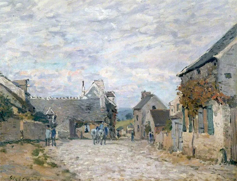 La pequeña plaza, la calle del pueblo - Alfred Sisley