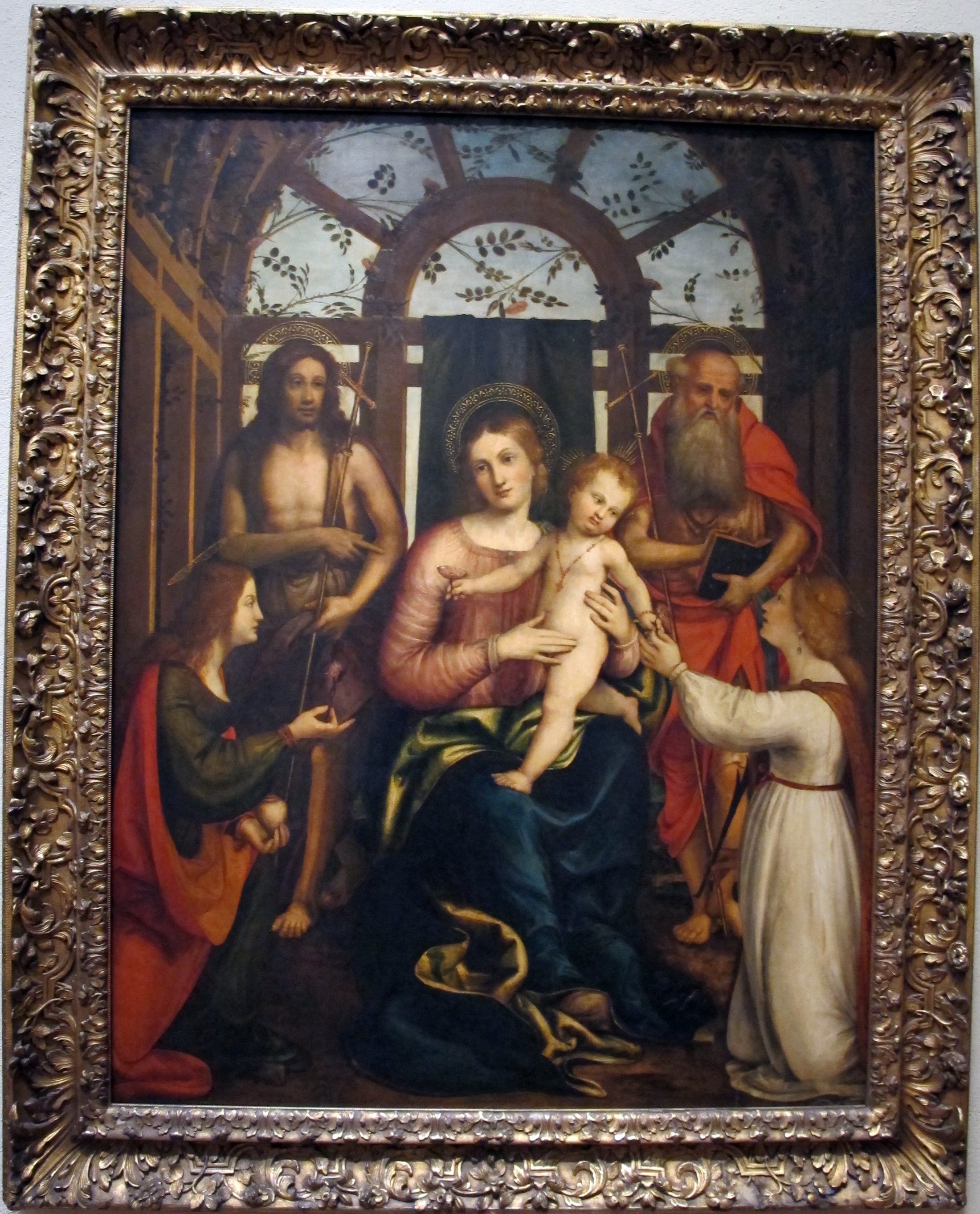 Vierge à l'Enfant, avec Saints Marie-Madeleine, Jean le Baptiste, Jérôme et Catherine d'Alexandrie - Andrea Previtali