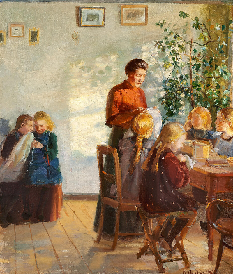 Una lección de costura. - Anna Ancher