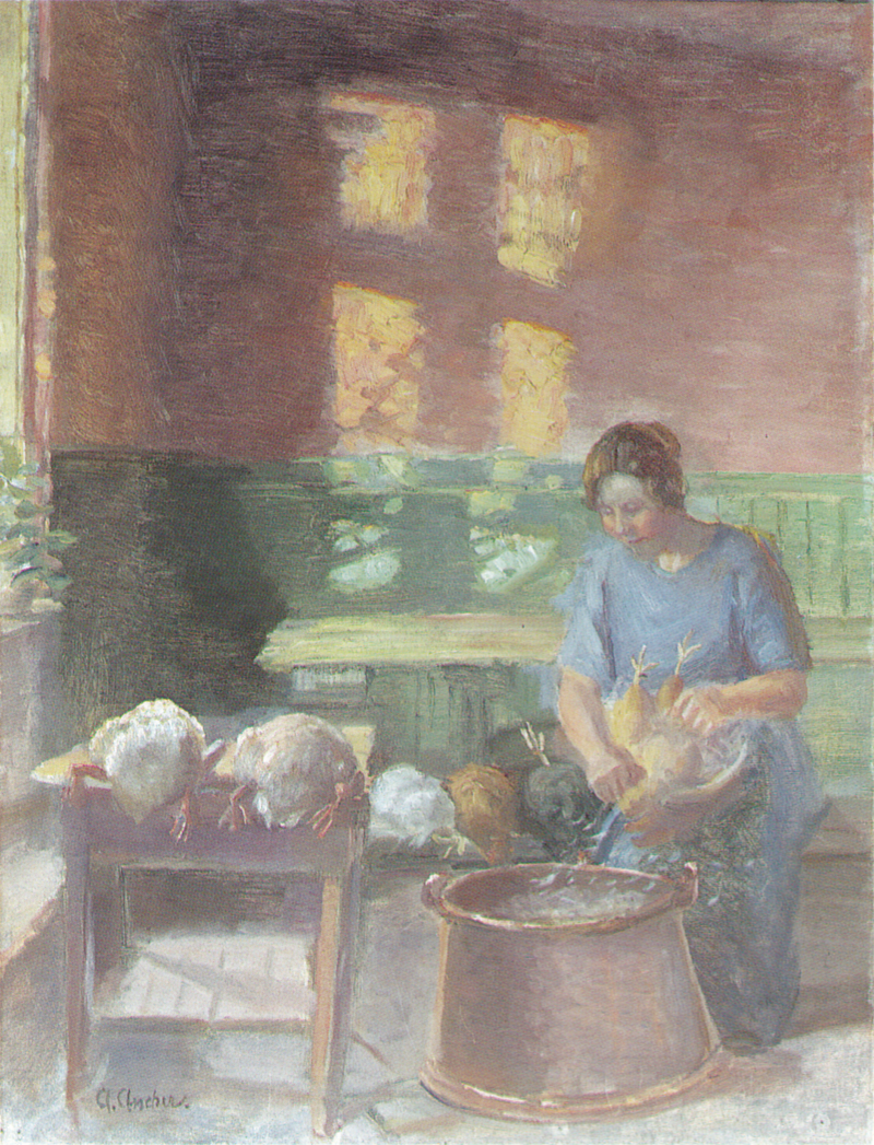 Las gallinas son desplumadas - Anna Ancher