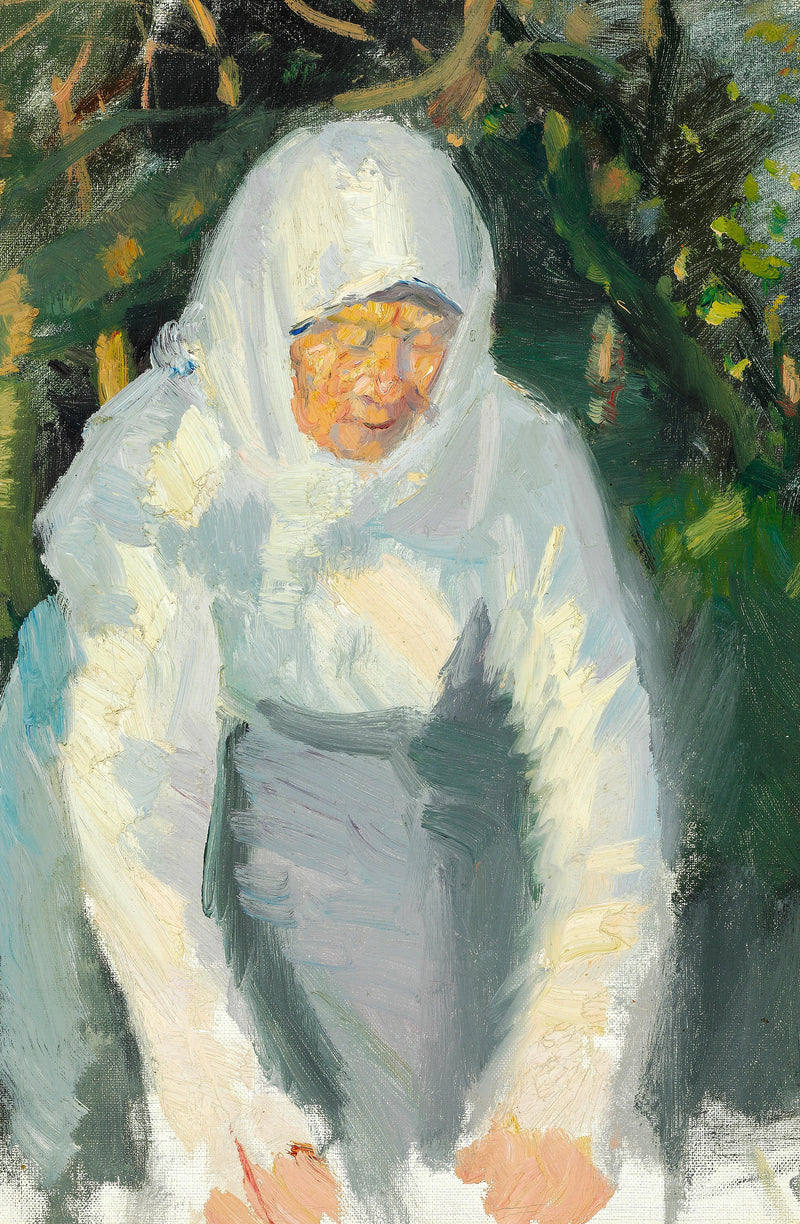 Mujer de Skagen con pañuelo blanco. - Anna Ancher