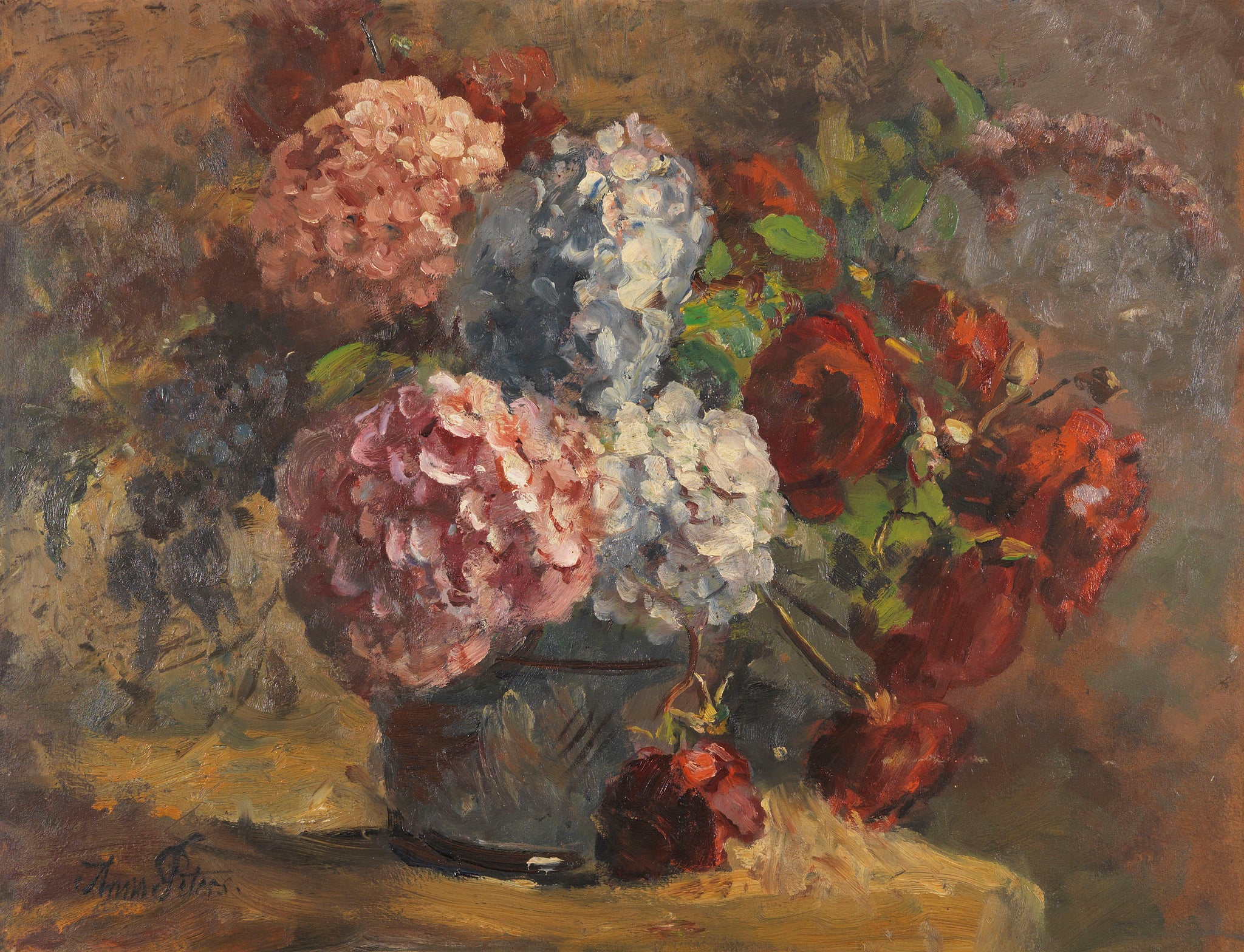 Hortensias et roses de Anna Peters