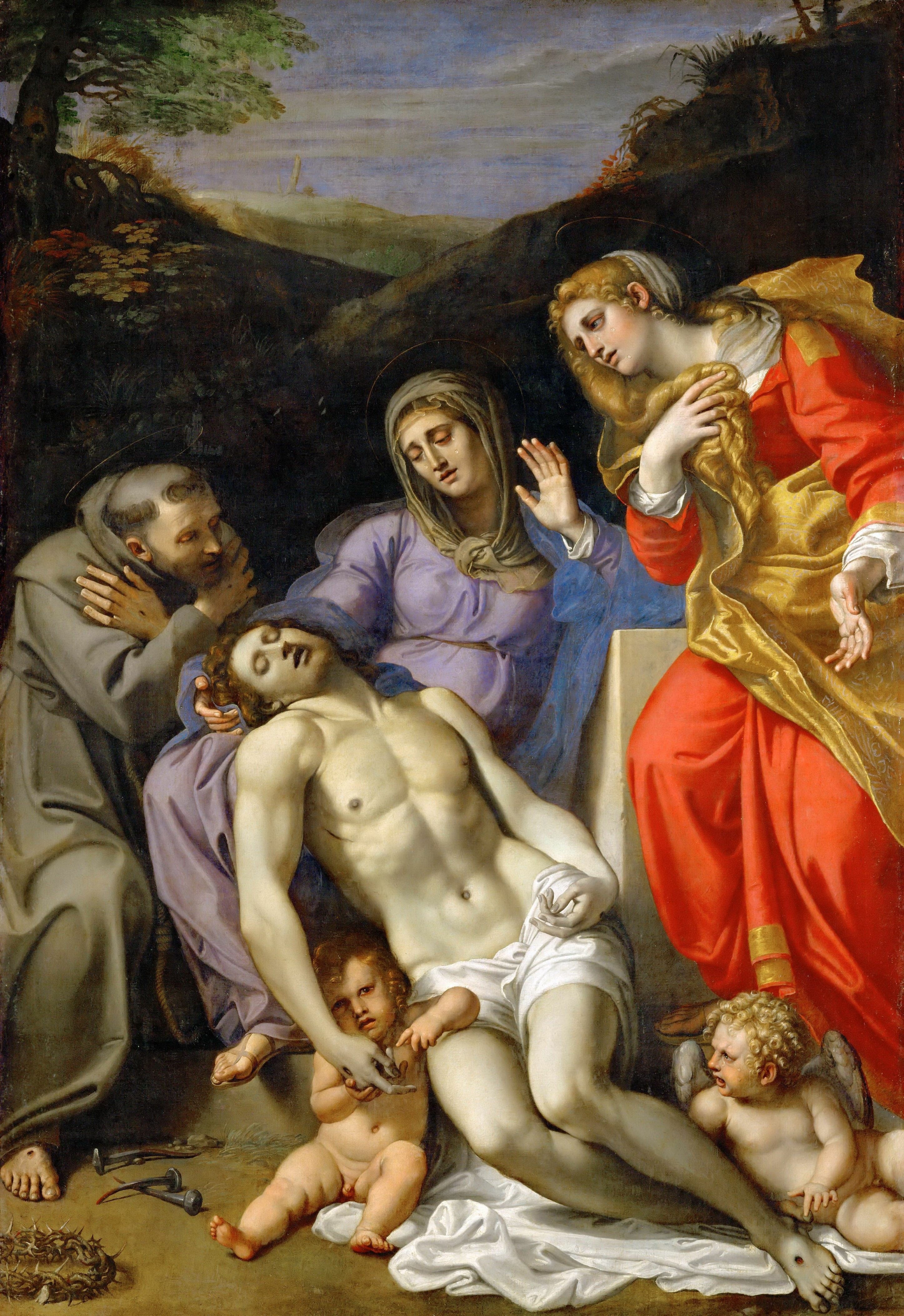 Pietà avec saint François et sainte Marie Madeleine - Annibale Carracci - Alpha Reproduction