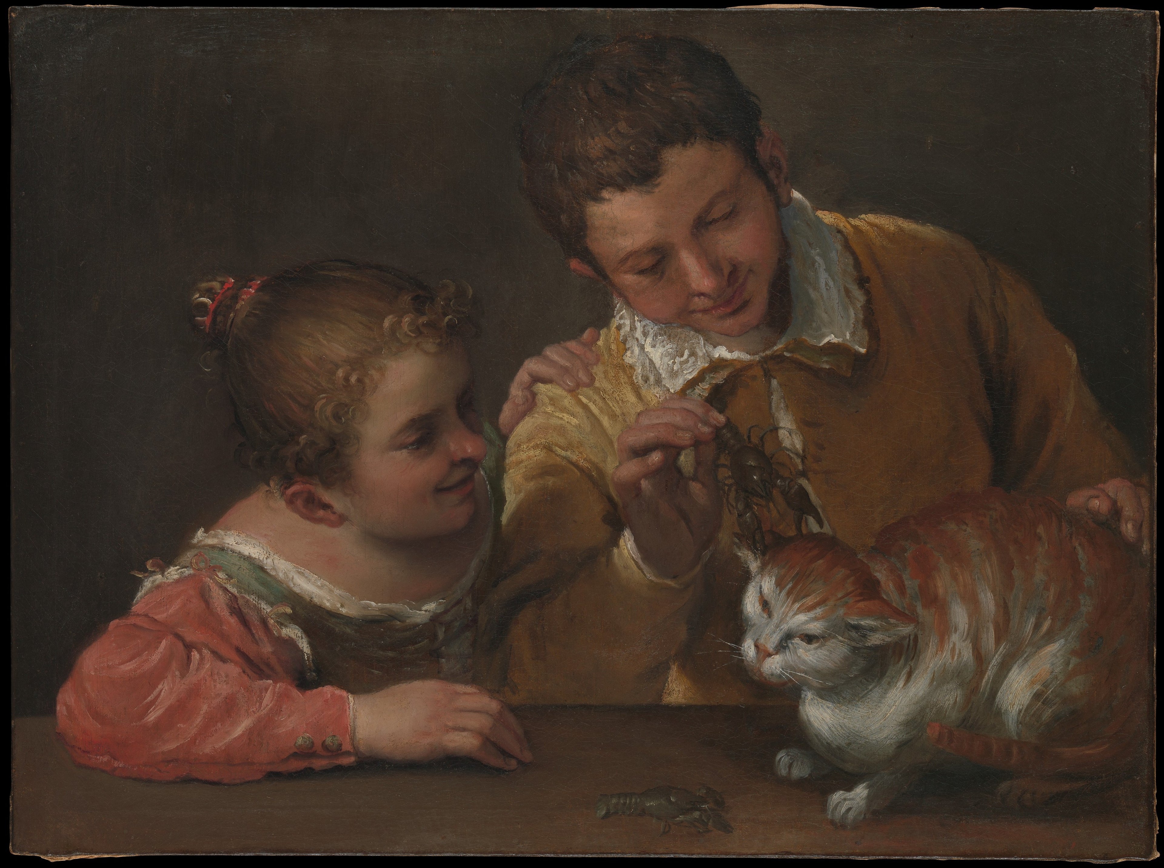 Deux enfants tourmentant un chat - Annibale Carracci - Alpha Reproduction