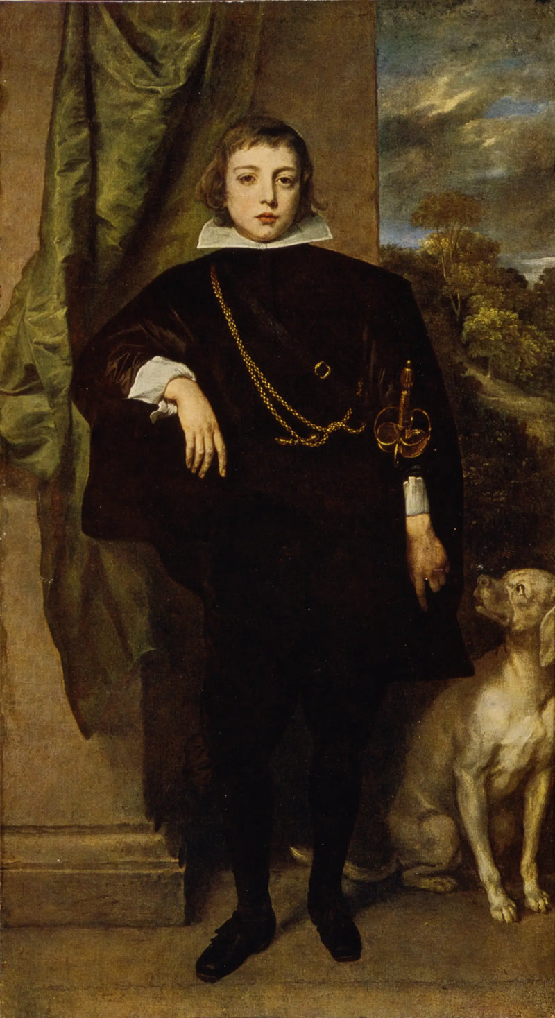 Retrato de Filippo Francesco d'Este, marqués de Lanzo con su perro - Antoine van Dyck