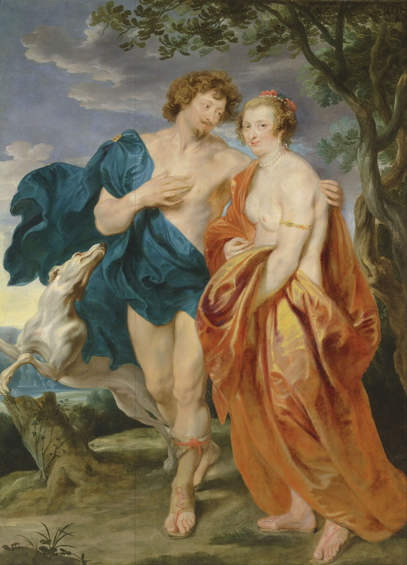 Doble retrato de George Villiers, marqués, y de su esposa Katherine Manners, en Venus y Adonis - Antoine van Dyck