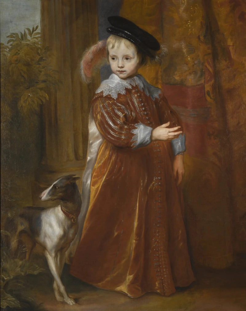 Retrato del príncipe Guillermo II de Orange en niño, con un perro - Antoine van Dyck