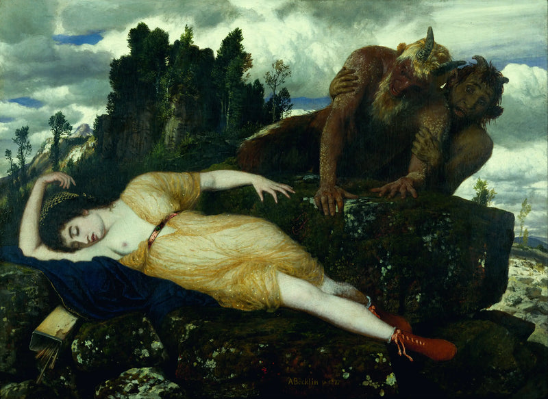 Diane dormida vigilada por dos faunos - Arnold Böcklin