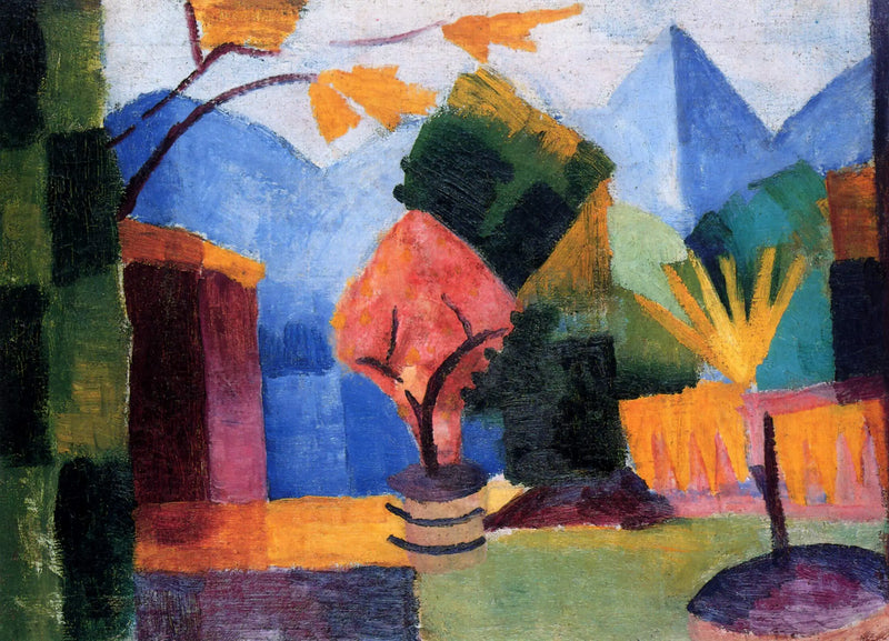 Jardín en el lago de Thun por August Macke - August Macke