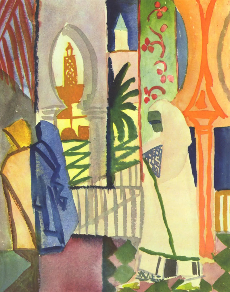En la sala del templo - August Macke