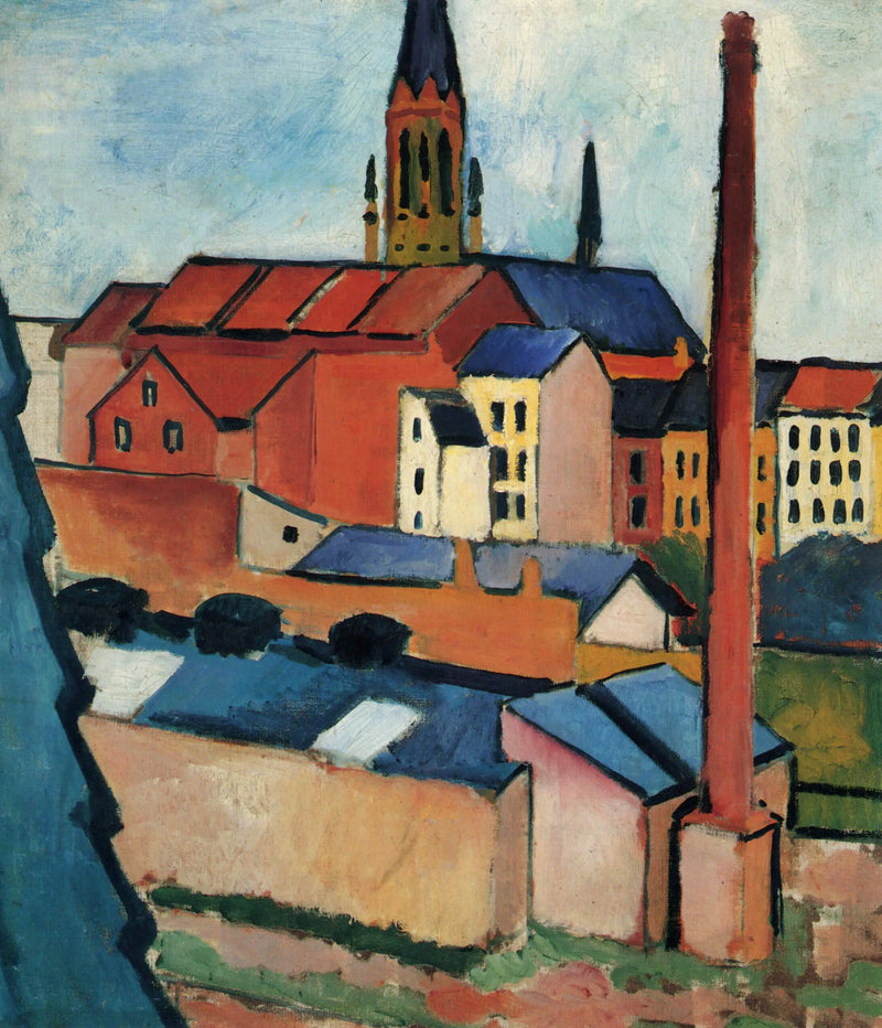 Santa María con casas y chimenea (Bonn) - August Macke