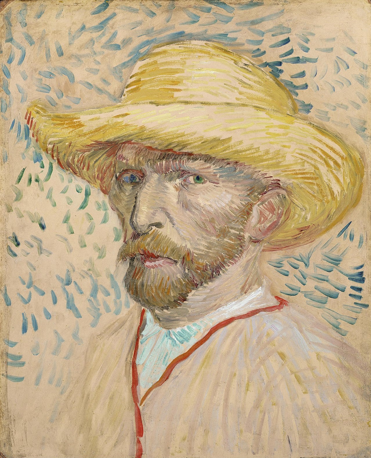 🎨 Autorretrato con sombrero de paja – Vincent van Gogh (verano 1887)