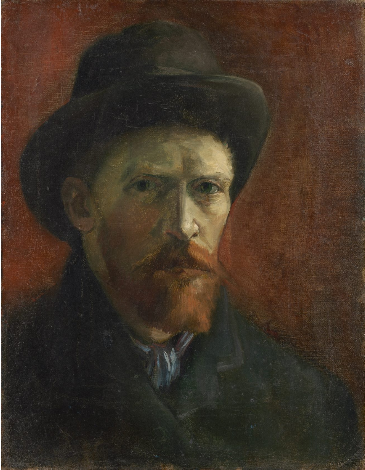 🎩 Autorretrato con un sombrero de fieltro oscuro – Vincent van Gogh (1886)