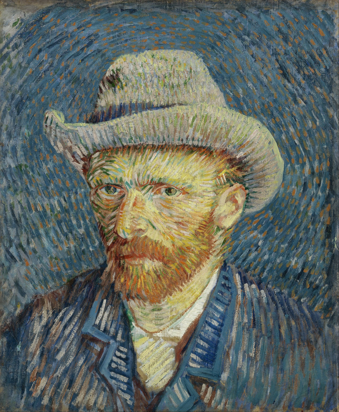 🎩 Autorretrato con sombrero de fieltro gris – Vincent van Gogh (1887–1888)