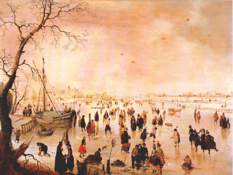 Paysage d'hiver avec patineurs sur glace - Hendrick Avercamp image 1 reproduction artisanale de tableau