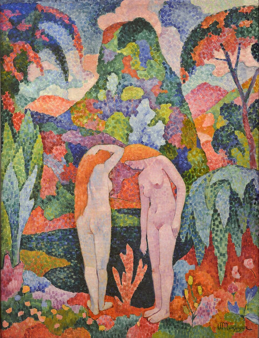 Bañistas, Dos desnudos en un jardín exótico – Jean Metzinger