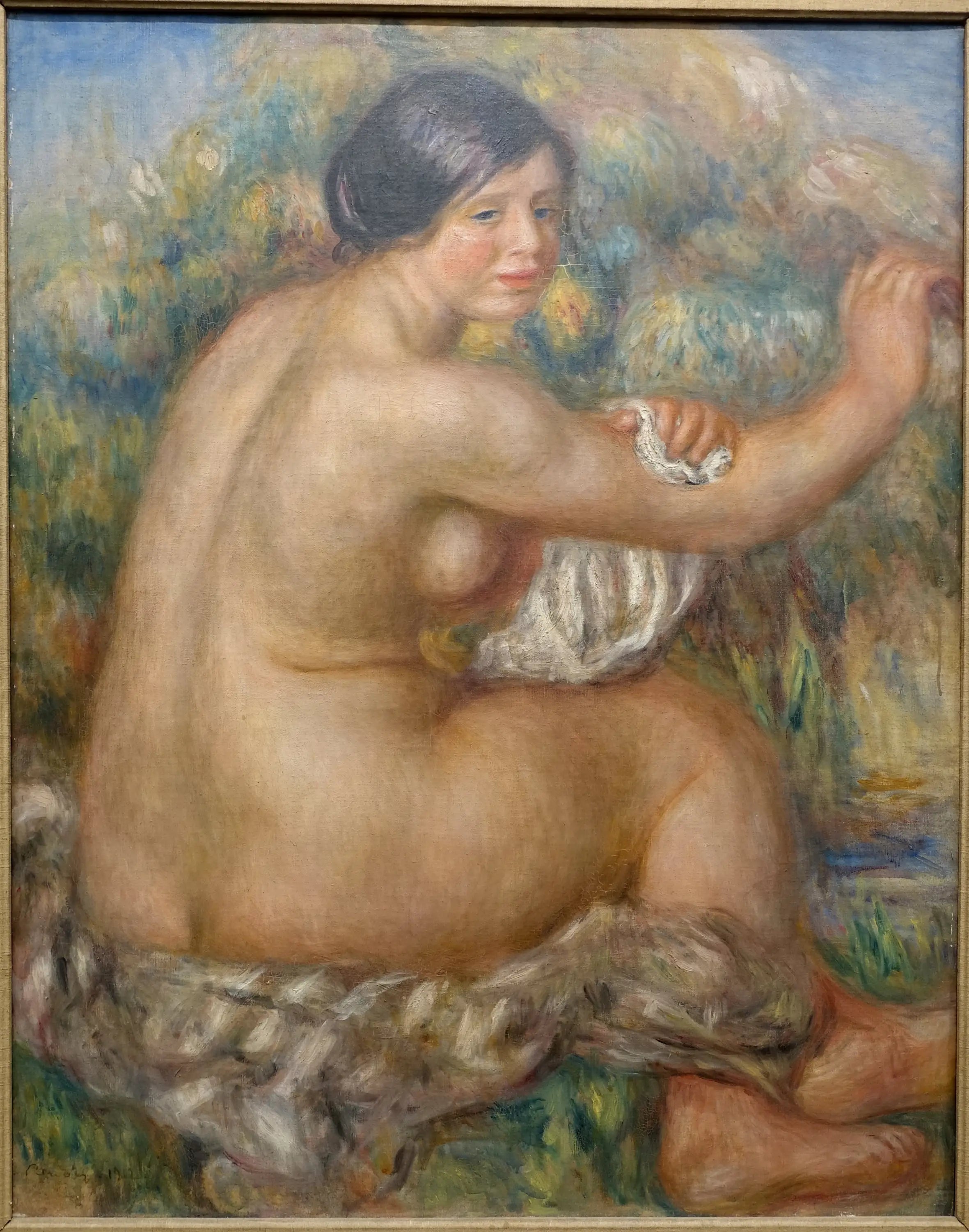 Reproduction du tableau « Banhista enxugando o braço direito - Pierre-Auguste Renoir » par Alpha Reproduction en peinture à l’huile