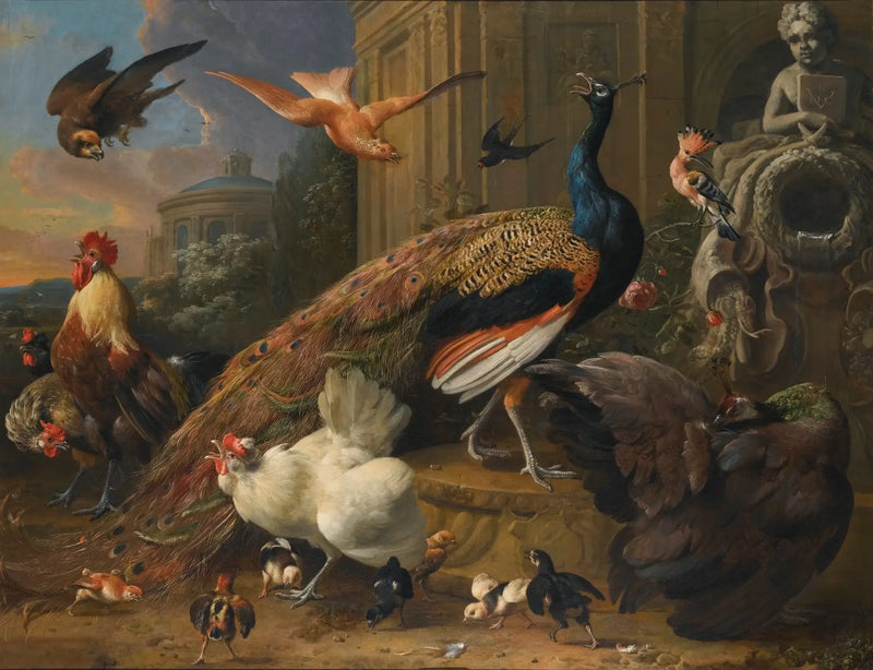 Pájaros molestados por un halcón - Melchior de Hondecoeter
