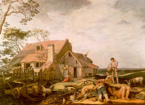 Paysage avec une ferme, des paysans et l'exode de Tobias avec l'ange - Abraham Bloemaert image 1 tableau peint à l’huile sur toile
