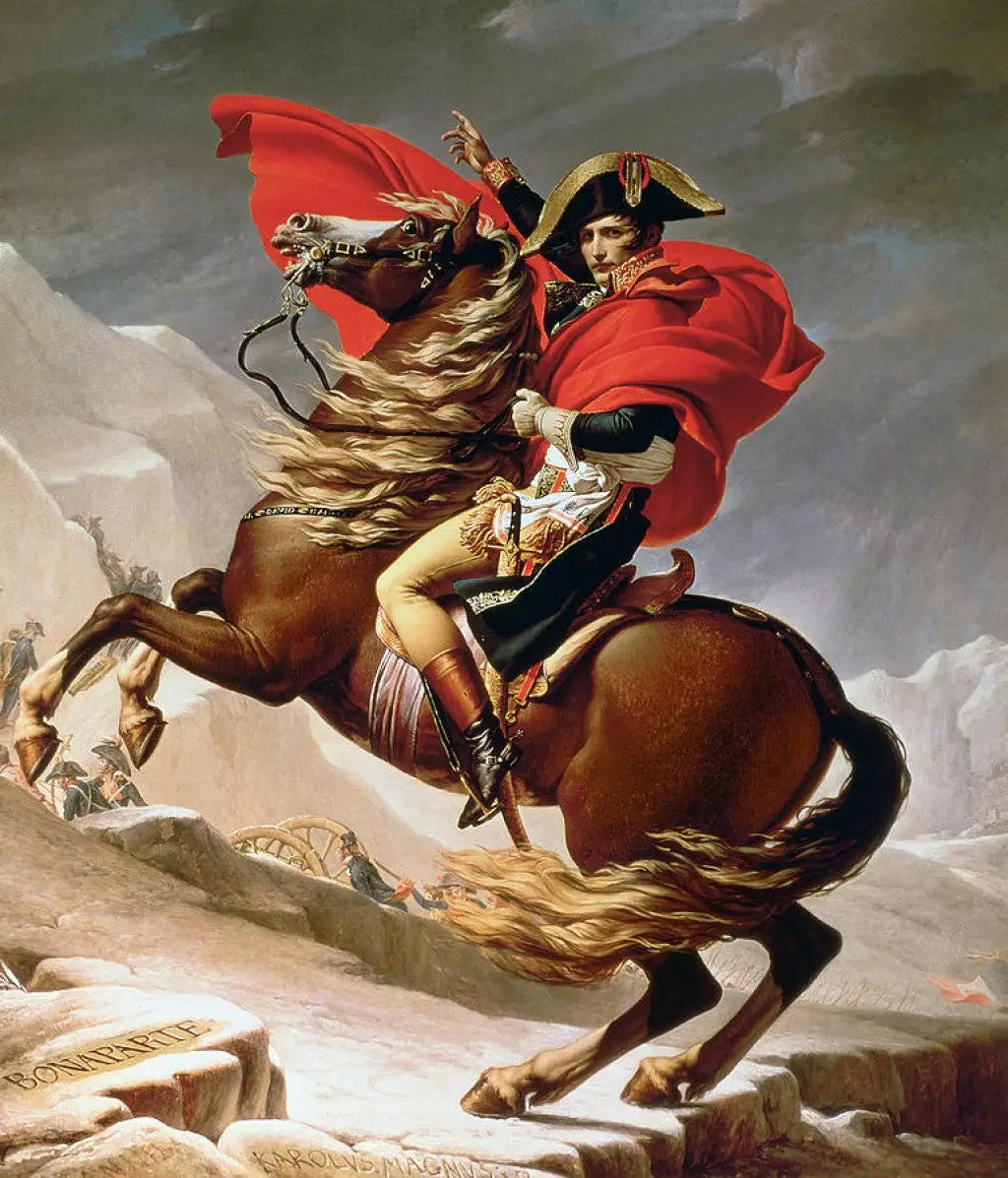 Reproduction du tableau « Bonaparte franchissant le Grand-Saint-Bernard - Jacques-Louis David » par Alpha Reproduction en peinture à l’huile