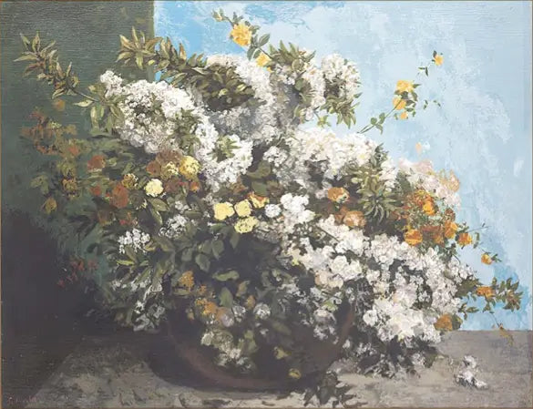 Ramas florecidas y flores - Gustave Courbet