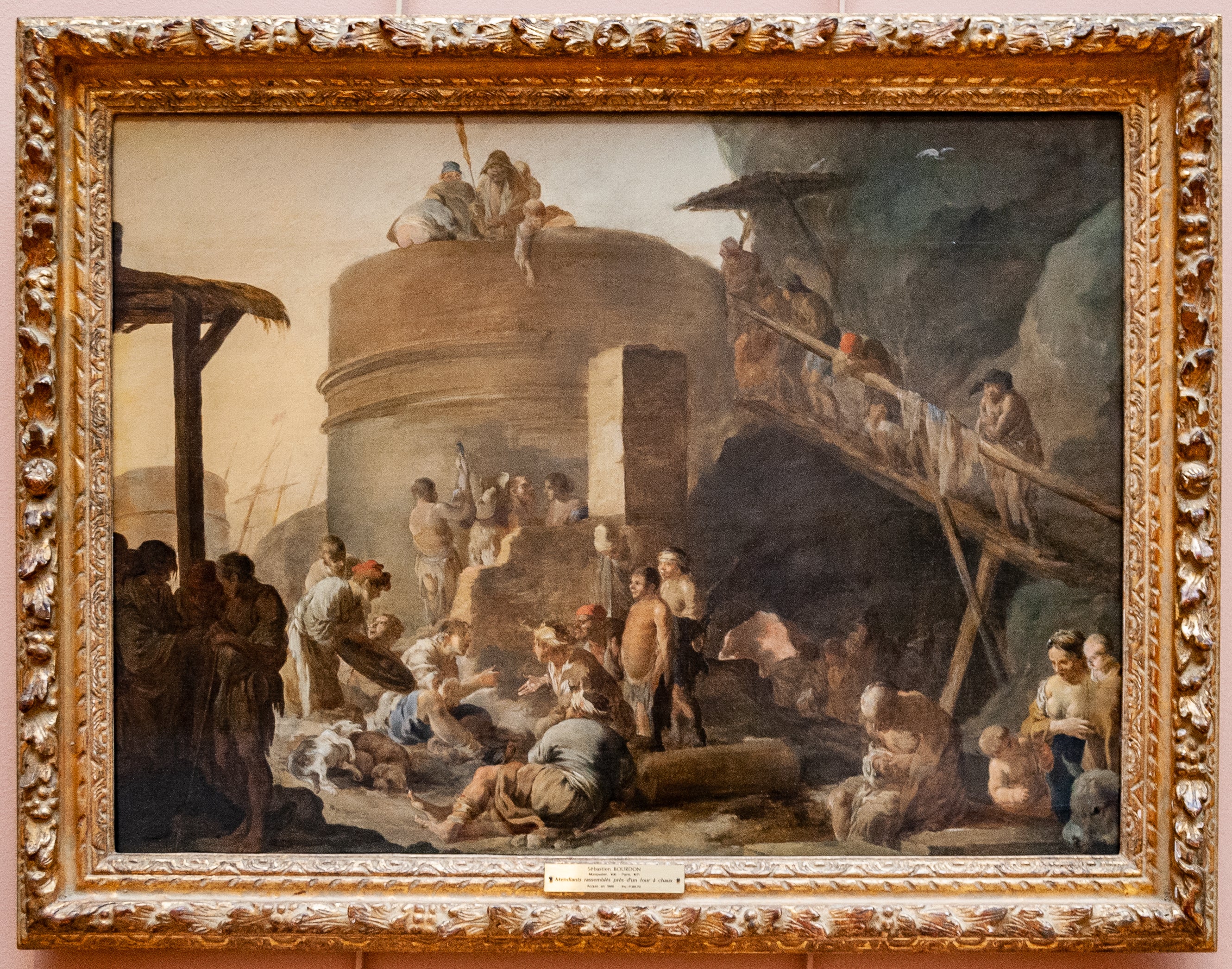 Mendiants rassemblés près d'un four à chaux - Sébastien Bourdon