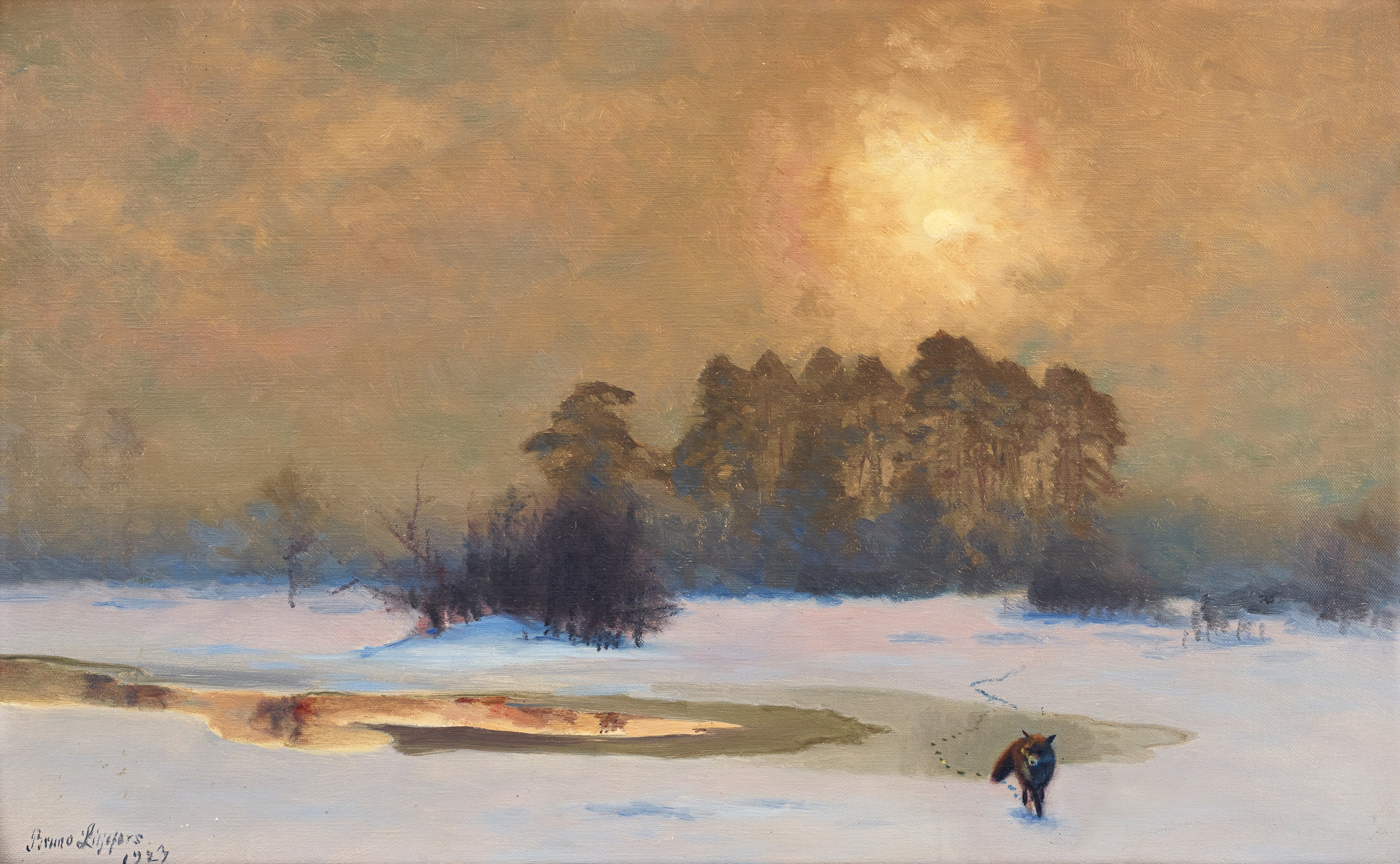 Renard dans un paysage hivernal - Bruno Liljefors