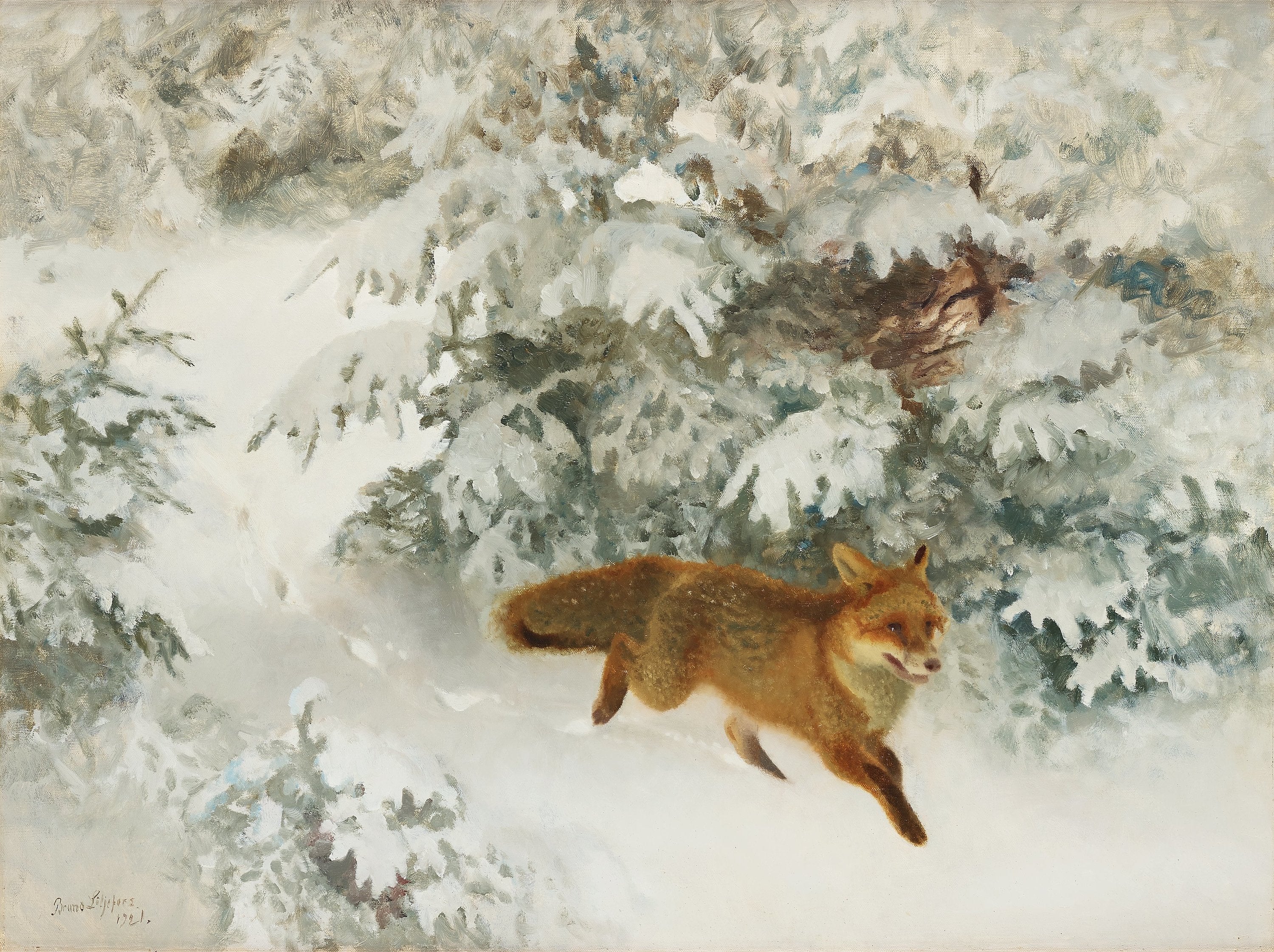 Renard dans un paysage hivernal - Bruno Liljefors
